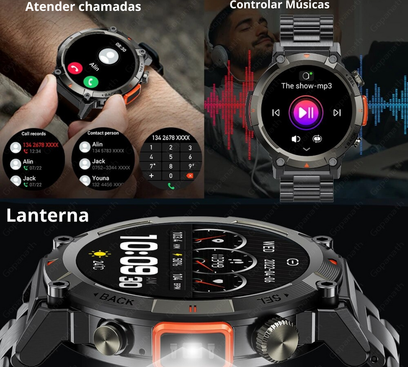 SmartWatch S100T IP67 e Lanterna Embutida™