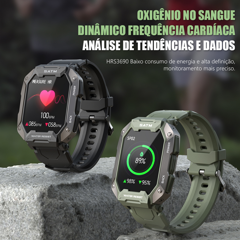 SmartWatch Militar À Prova d'Água + Pulseira de Brinde