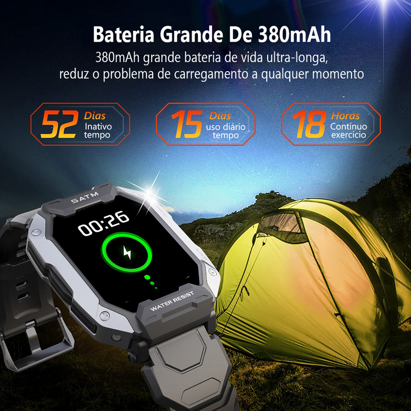 SmartWatch Militar À Prova d'Água + Pulseira de Brinde
