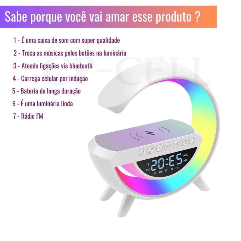 Luminária G-Speaker Bluetooth com Carregador sem Fio
