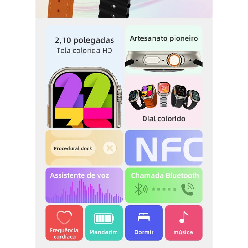 SmartWatch HW Ultra 2 com 7 Pulseiras