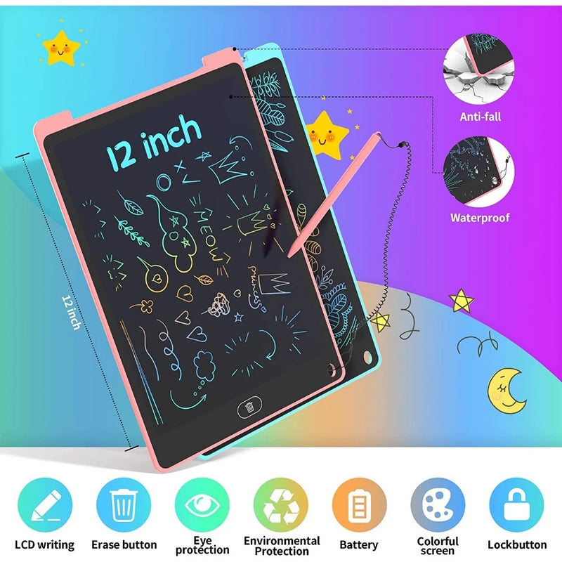 Lousa Mágica Tablet Infantil 12 Pol Digital Educativo Para Criança De Escrever E Desenhar Su